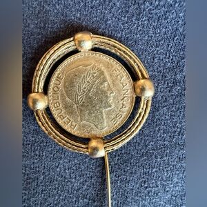 French Gold Coin Brooch